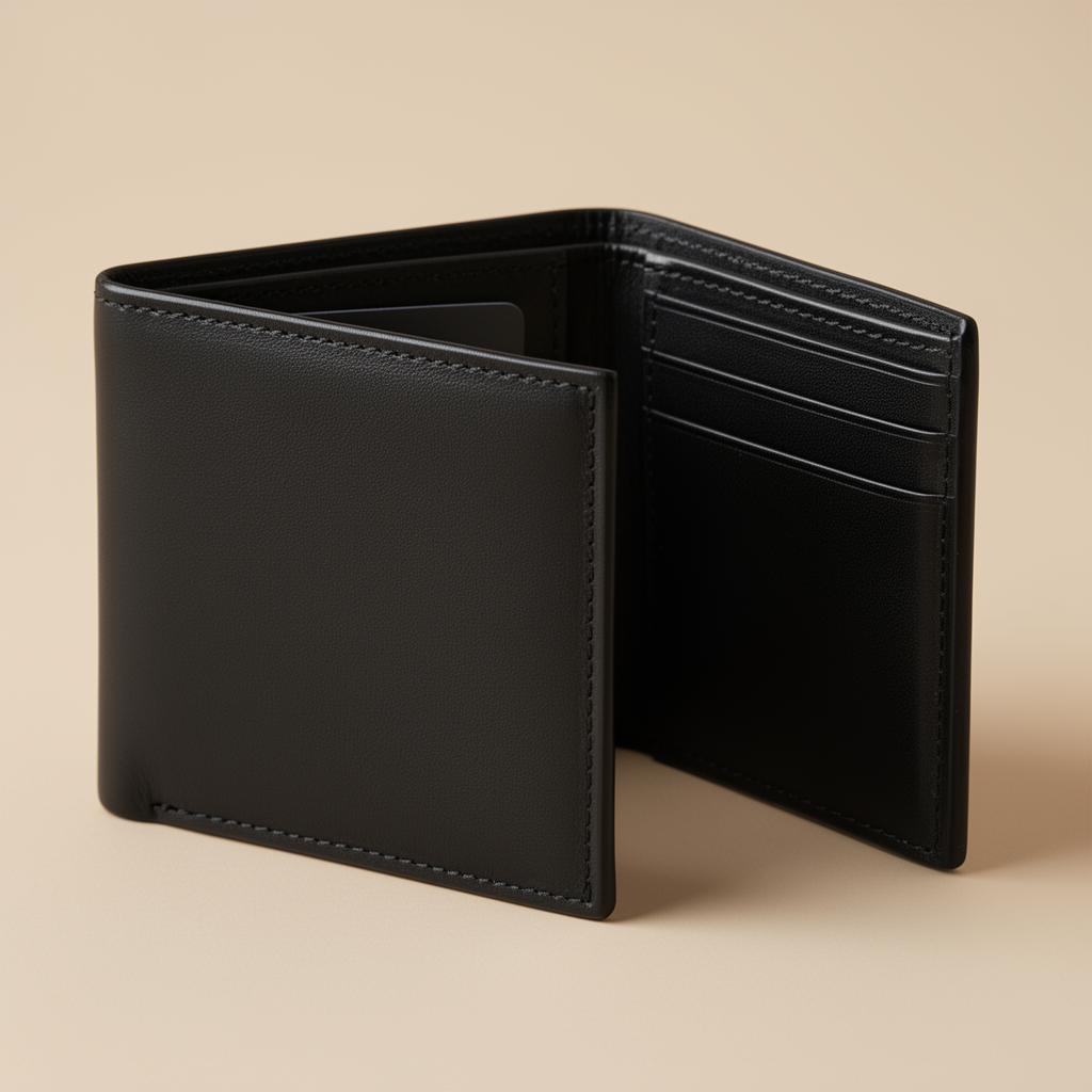 Carteira de couro slim masculina preta